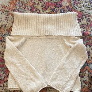 Aerie Cream Off-Shoulder Sweater